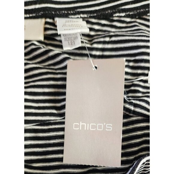 Chico’s Black & Neutral Striped Maxi Skirt Size 1 | Stylish Pull-On Long Skirt - Picture 9 of 12